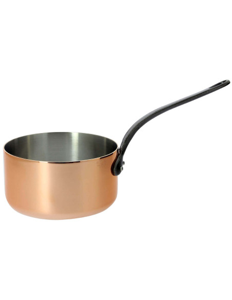 Set of 5 De Buyer Inocuivre copper saucepans with cast-iron handles