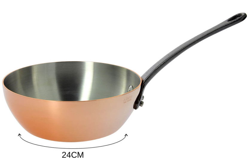 De Buyer Inocuivre konvex sauteuse i koppar med gjutjärnshandtag