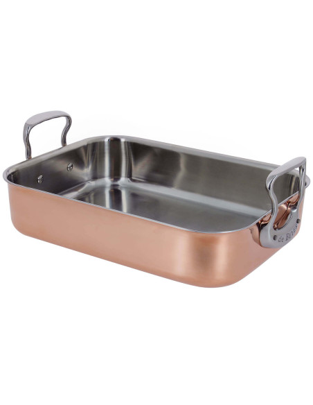 De Buyer stegefad i kobber i flere lag 41x27,5x13,3 cm med håndtag i støbt rustfrit stål