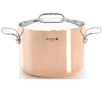 De Buyer Prima Matera 24 cm induktionspanna i koppar och rostfritt stål med lock