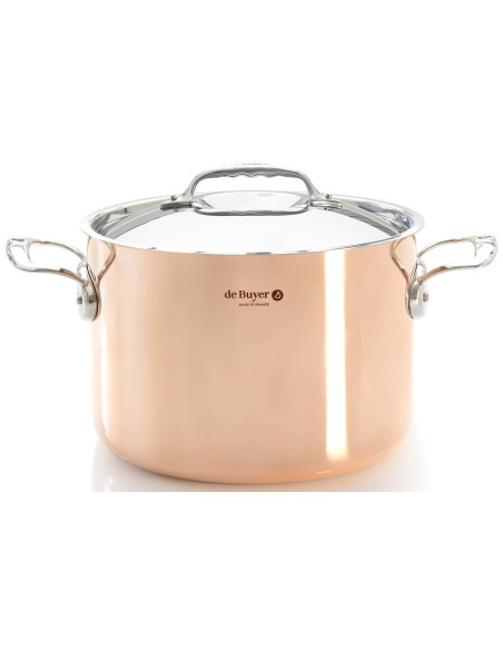De Buyer Prima Matera 24 cm bradepande til induktion i kobber og rustfrit stål med låg