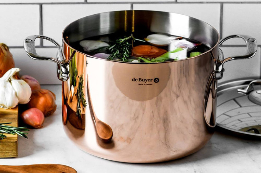 24cm De Buyer Prima Matera induction copper braiser pot with lid