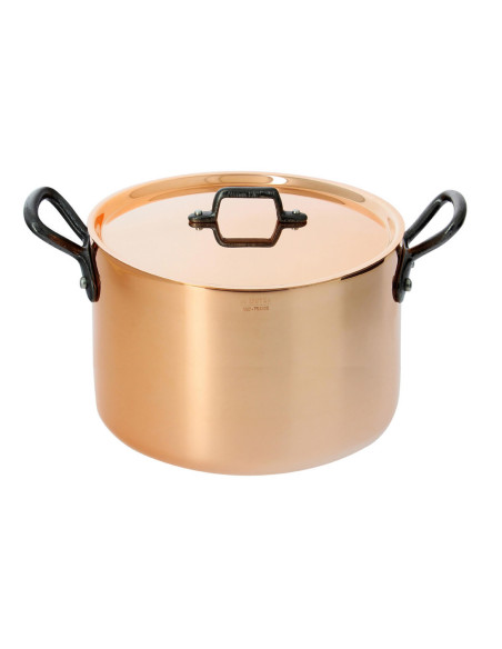 De Buyer Inocuivre pentola in rame per brasiere da 24 cm con manici in ghisa e coperchio