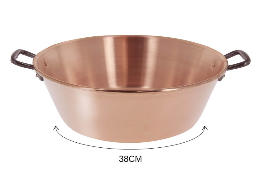 Tacho de cobre liso para compota De Buyer com pegas em ferro fundido