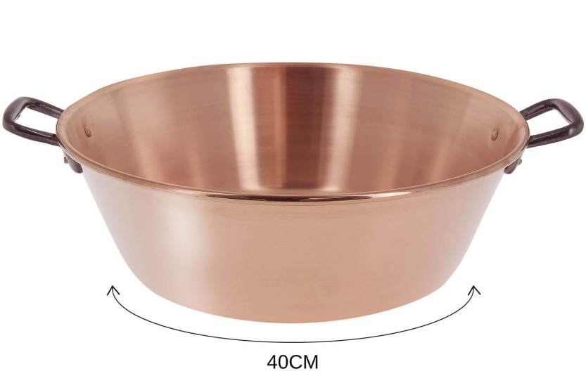 Tacho de cobre liso para compota De Buyer com pegas em ferro fundido