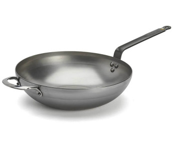 De Buyer Mineral B ø32cm kaareva rautawok kahvalla