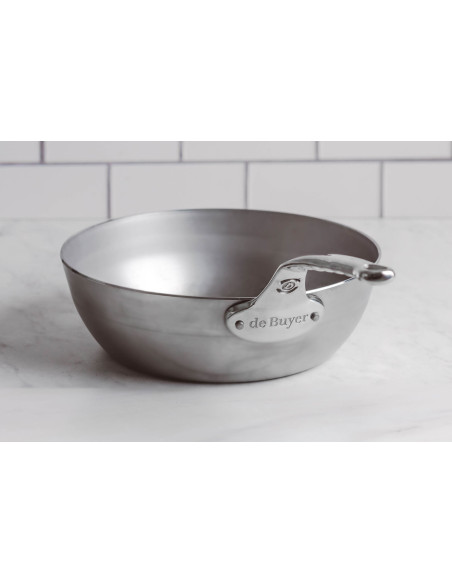 Sauteuse paysanne De Buyer Mineral B Pro 24cm em aço com pega em aço inoxidável fundido