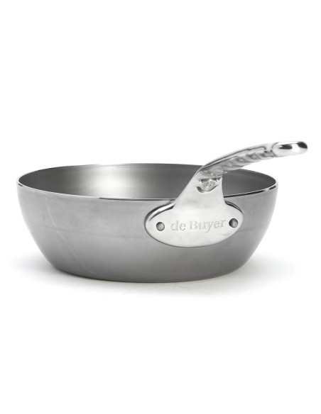 Sauteuse paysanne De Buyer Mineral B Pro 24 cm i stål med håndtag i støbt rustfrit stål
