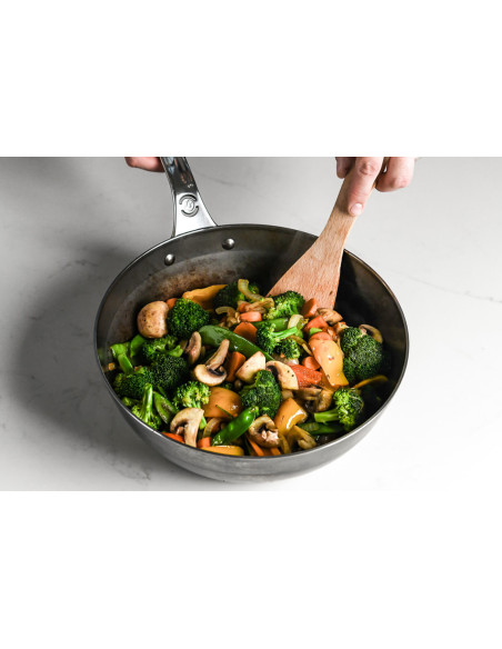 Sauteuse paysanne De Bu yer Mineral B Pro 28cm in steel with cast stainless steel handle