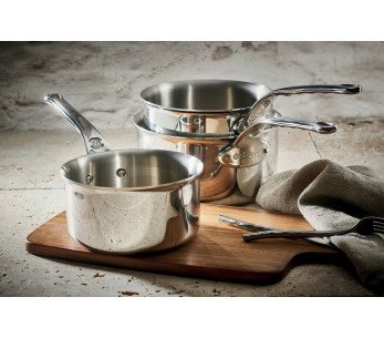Set med 3 De Buyer Affinity kastruller i rostfritt stål 5 ply 16-18-20cm 2