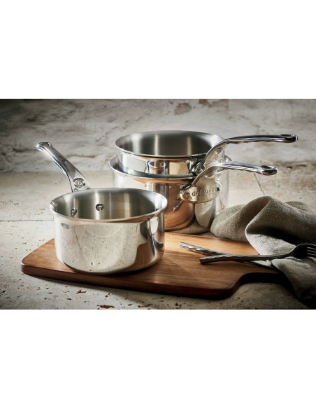 Set van 3 De Buyer Affinity roestvrijstalen steelpannen 5 lagen 16-18-20cm