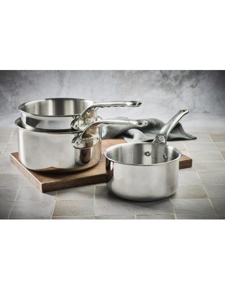 Set van 3 De Buyer Affinity roestvrijstalen steelpannen 5 lagen 16-18-20cm