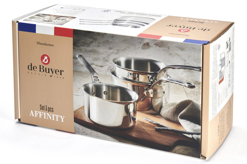 Sæt med 3 De Buyer Affinity-kasseroller i rustfrit stål 5 lag 16-18-20 cm