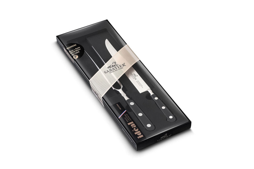 SABATIER Ideal 100% acciaio inox forgiato francese set in scatola 1 coltello + 1 forchetta