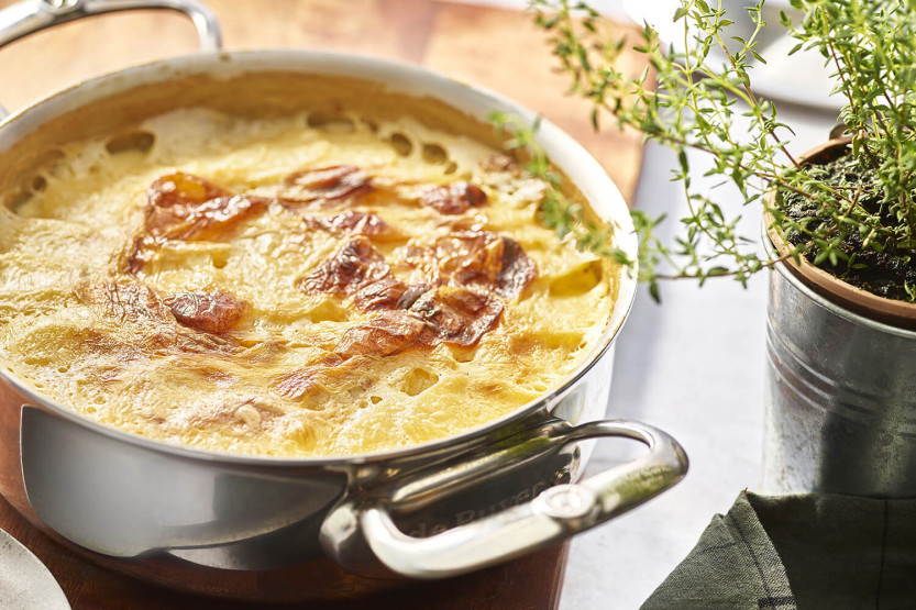 De Buyer Affinity 5-lags sauterpanne i rustfritt stål med lokk