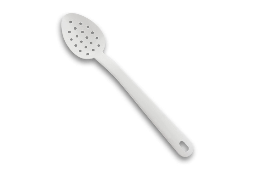 Exoglass® MATFER professionele witte geperforeerde opscheplepel 34cm