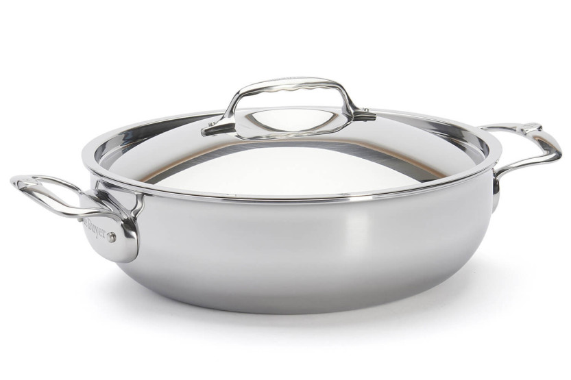 De Buyer Affinity 28 cm 5-lags konveks sauterpanne i rustfritt stål med lokk