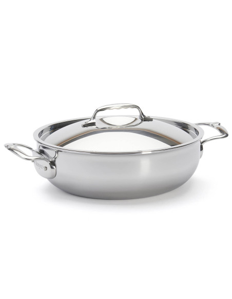 Sartén convexa de acero inoxidable de 5 capas De Buyer Affinity 28 cm con tapa