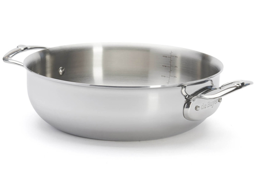 De Buyer Affinity 28 cm 5-lags konveks sauterpande i rustfrit stål med låg