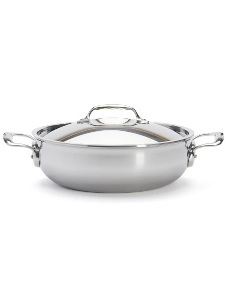 Padella convessa De Buyer Affinity 28 cm a 5 strati in acciaio inox con coperchio