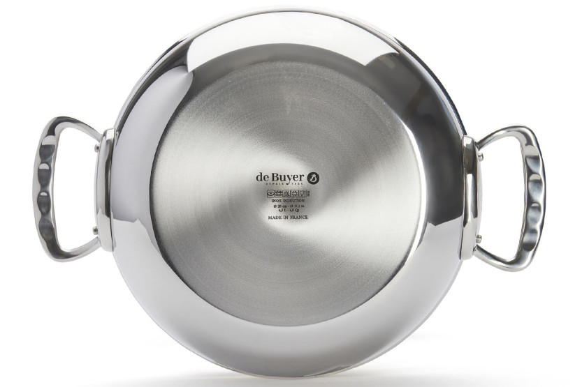 De Buyer Affinity 28 cm 5-lags konveks sauterpande i rustfrit stål med låg