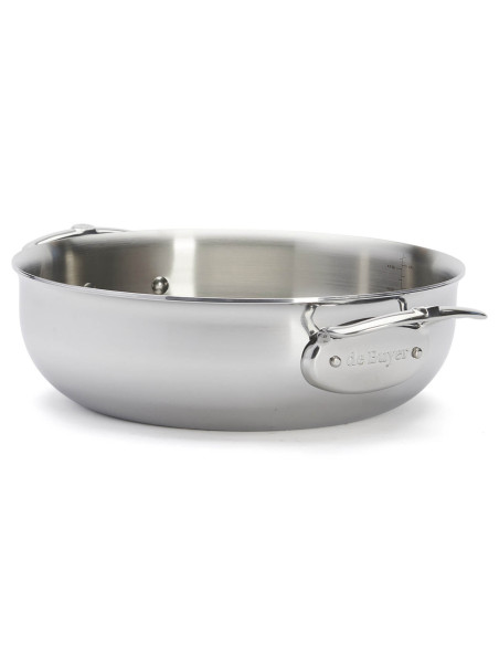 De Buyer Affinity 28cm 5-lagers konvex sauteusepanna i rostfritt stål med lock