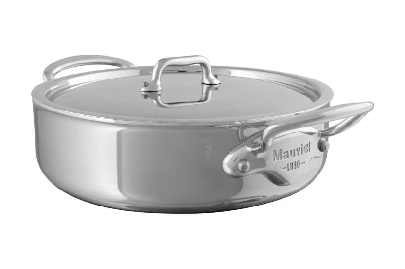 Aro de acero inoxidable fundido Mauviel M'Urban4 con tapa de acero inoxidable compatible con inducción