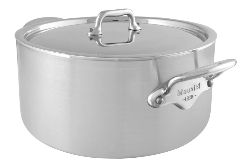 Mauviel M'Urban4 cast stainless steel casserole with induction-compatible stainless steel lid