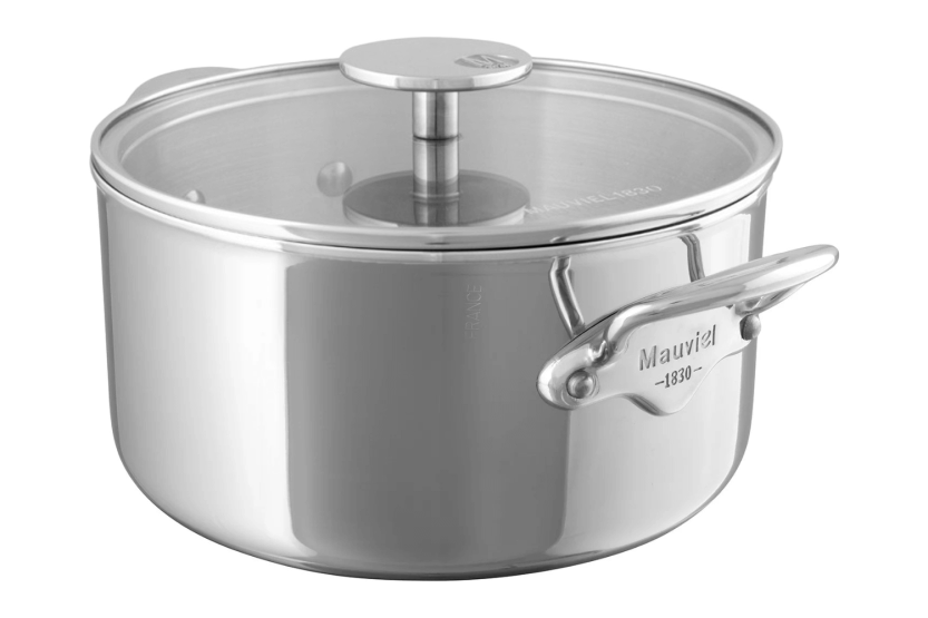 Casseruola Mauviel M'Urban4 in acciaio inox fuso con coperchio in vetro compatibile con l'induzione
