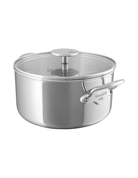 Cacerola de acero inoxidable fundido Mauviel M'Urban4 con tapa de cristal compatible con inducción