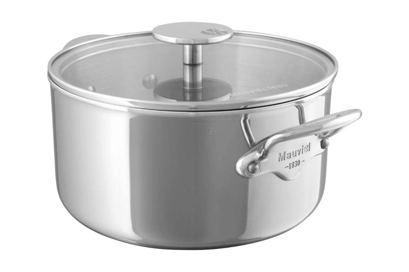 Casseruola Mauviel M'Urban4 in acciaio inox fuso con coperchio in vetro compatibile con l'induzione