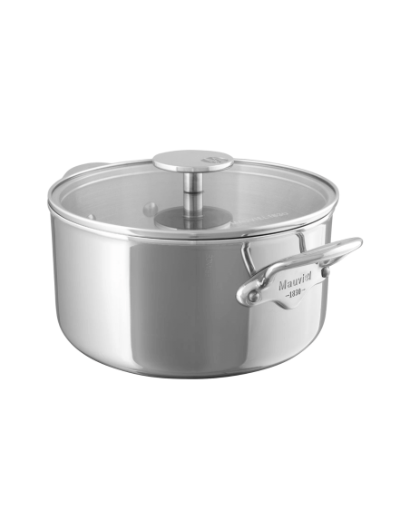 Cacerola de acero inoxidable fundido Mauviel M'Urban4 con tapa de cristal compatible con inducción