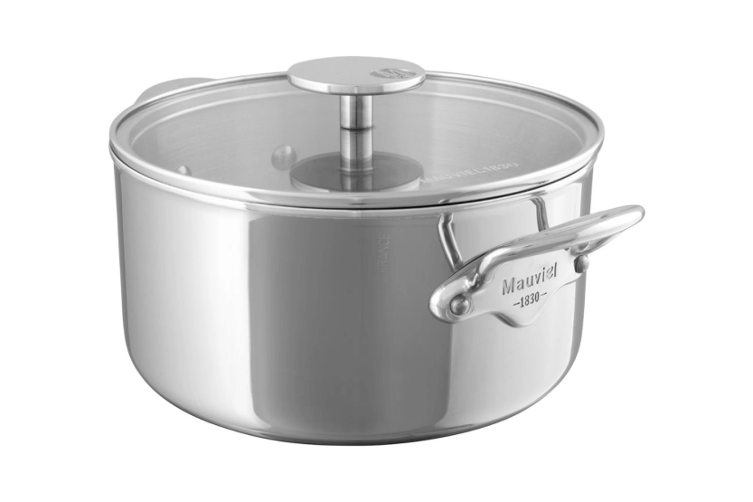 Casseruola Mauviel M'Urban4 in acciaio inox fuso con coperchio in vetro compatibile con l'induzione