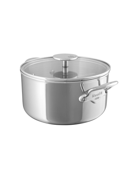 Cacerola de acero inoxidable fundido Mauviel M'Urban4 con tapa de cristal compatible con inducción