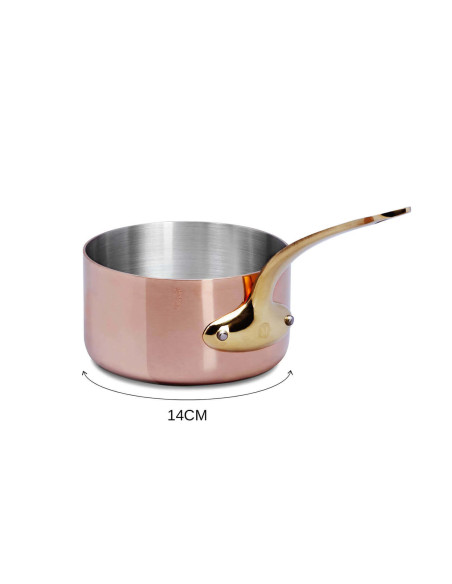 Casseruola Mauviel M'Héritage 200B in acciaio inox e rame, adatta a tutti i bruciatori, tranne l'induzione.