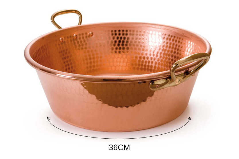 Marmita de cobre martelado Mauviel M'Passion com fixações de bronze
