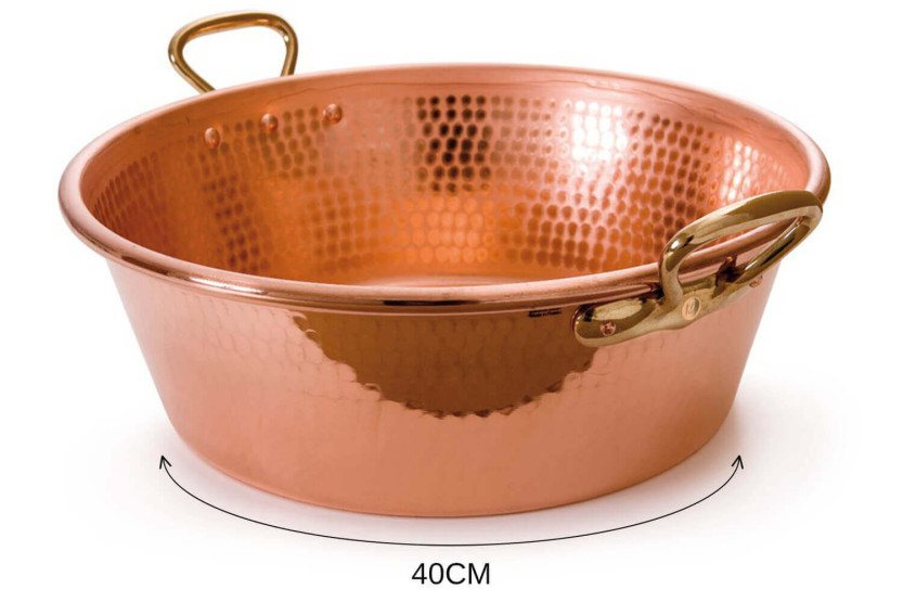 Marmita de cobre martelado Mauviel M'Passion com fixações de bronze