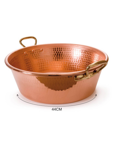 Marmita de cobre martelado Mauviel M'Passion com fixações de bronze