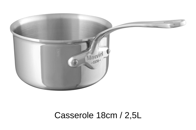 Juego de 3 cacerolas Mauviel M'Cook totalmente de acero inoxidable con asa fija compatible con inducción