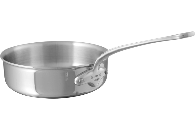 Prato para fritar em aço inoxidável Mauviel M'Cook com pega fixa, compatível com indução