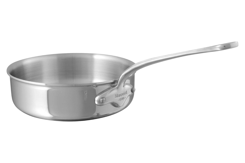 Prato para fritar em aço inoxidável Mauviel M'Cook com pega fixa, compatível com indução