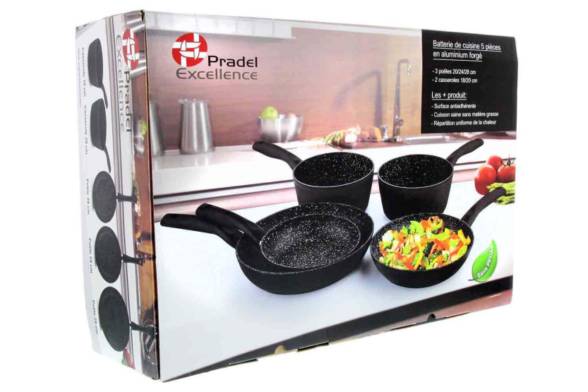 Pradel Excellence batería de cocina de aluminio forjado de 5 piezas todos los fuegos/inducción