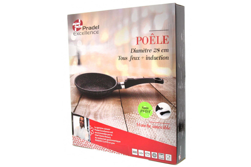 Pradel Excellence Premium sartén de hierro fundido 28cm estilo piedra todos los quemadores/ inducción