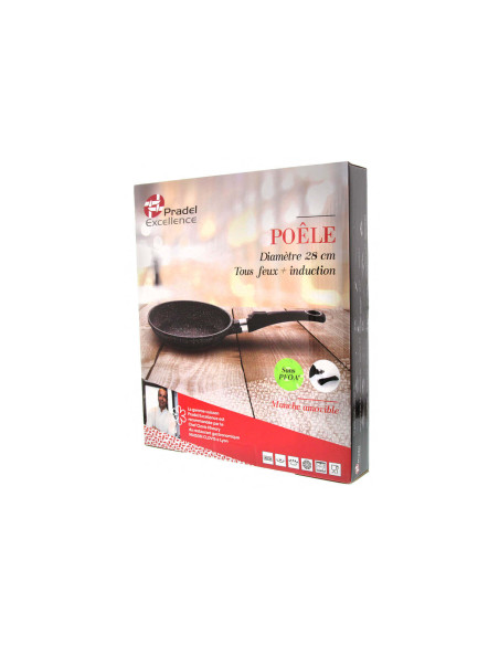 Pradel Excellence Premium stekepanne i støpejern 28 cm i steinstil for alle brennere/ induksjon