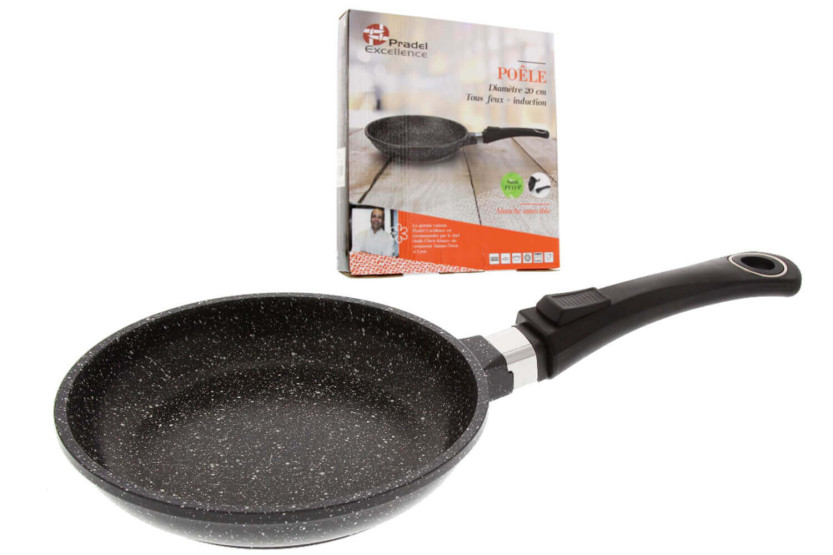 Pradel Excellence Premium 20cm gjutjärnsstekpanna i stenstil alla brännare/induktion