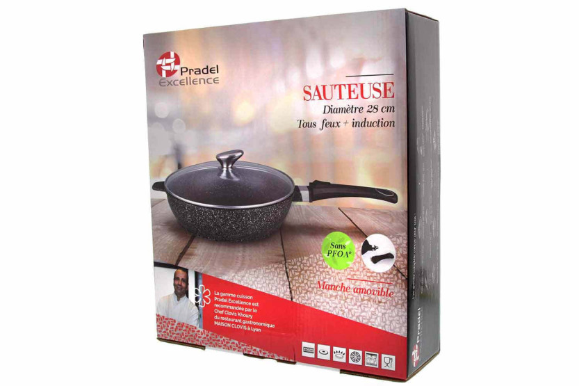Pradel Excellence Premium 28cm stone-style cast-iron sauté pan all burners/ induction