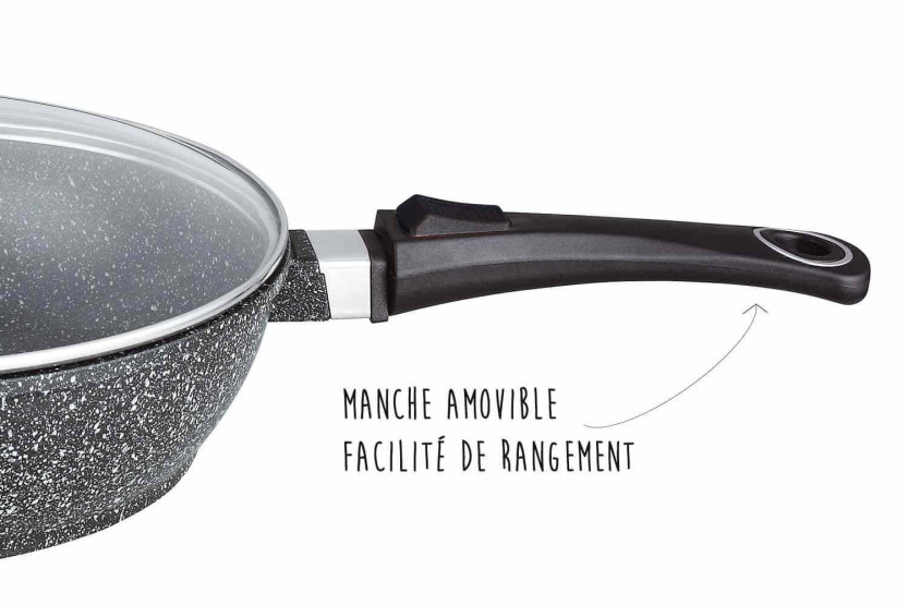 Pradel Excellence Premium 28cm gjutjärnspanna i stenstil för alla brännare/induktion