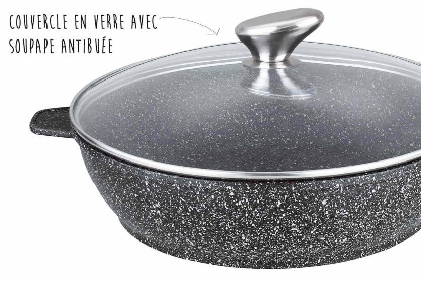 Pradel Excellence Premium 28cm padella in ghisa in stile stone sauté tutti i bruciatori/induzione
