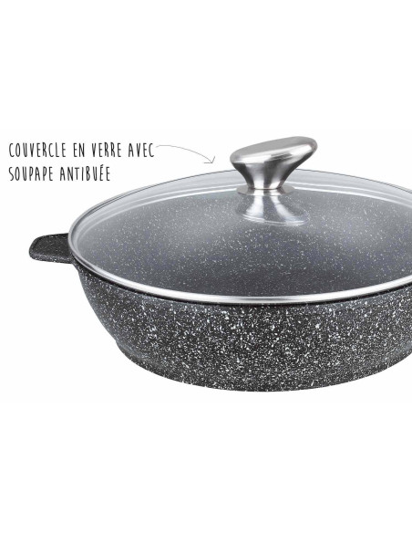 Pradel Excellence Premium 28cm gjutjärnspanna i stenstil för alla brännare/induktion