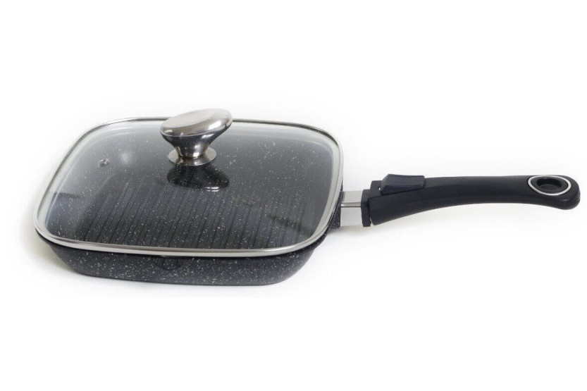 Støbejernsgrillpande Pradel Excellence Premium 24x24cm i stenstil til alle brændere/ induktion
